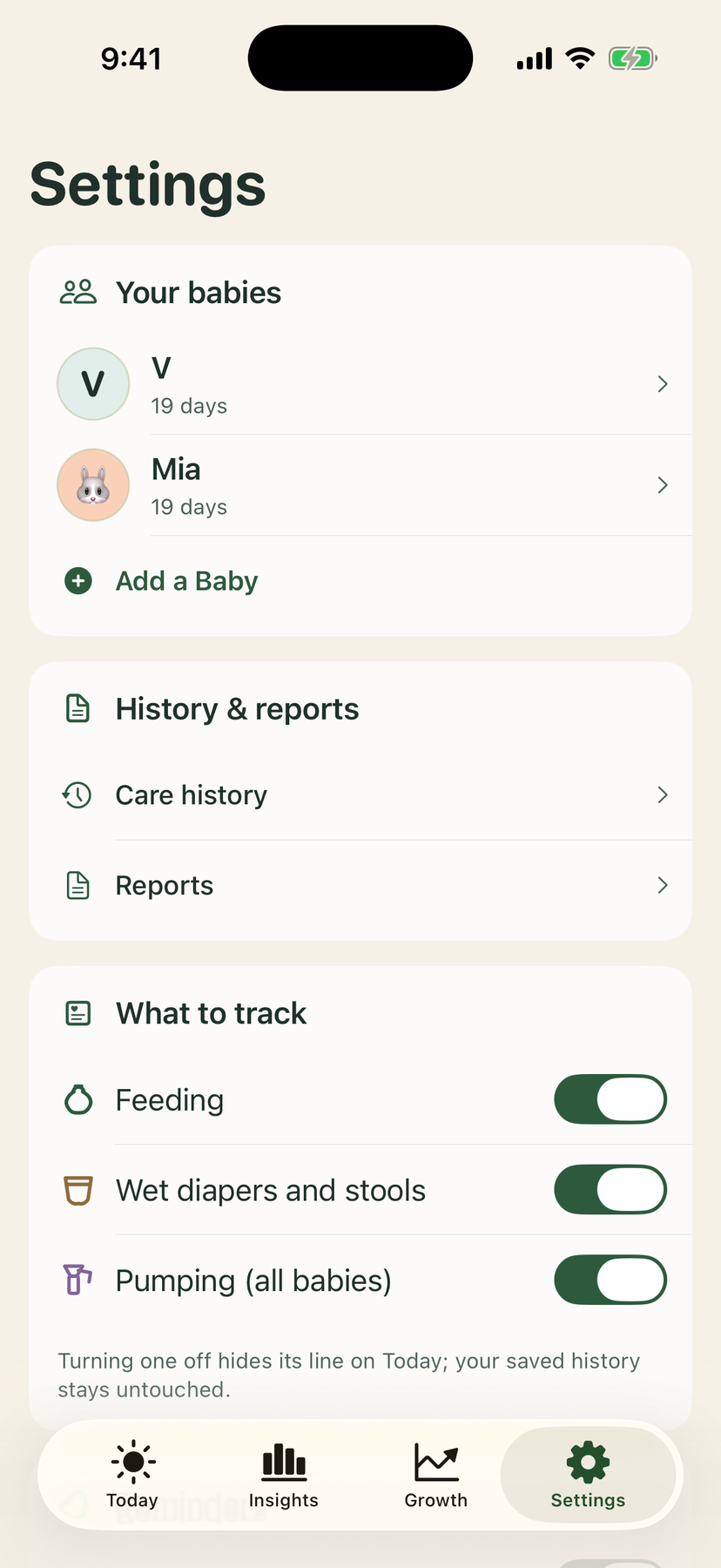 Settings with two babies